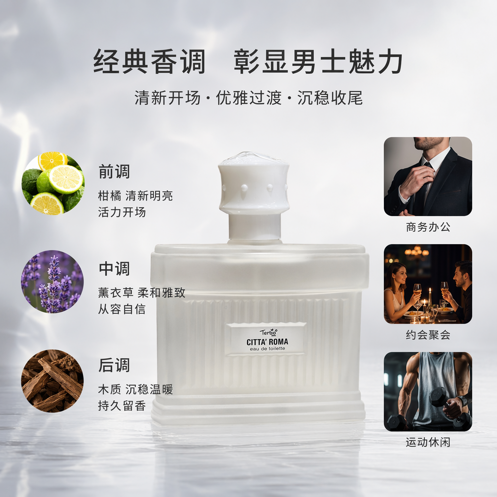 The elegant fragrance gift box comes in a white matte bottle perfume with a black packaging box