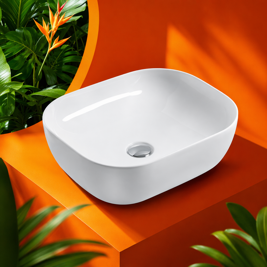 حوض حمام دائري الشكل 35CM تحت حوض غسيل خزفي أبيض Specification image