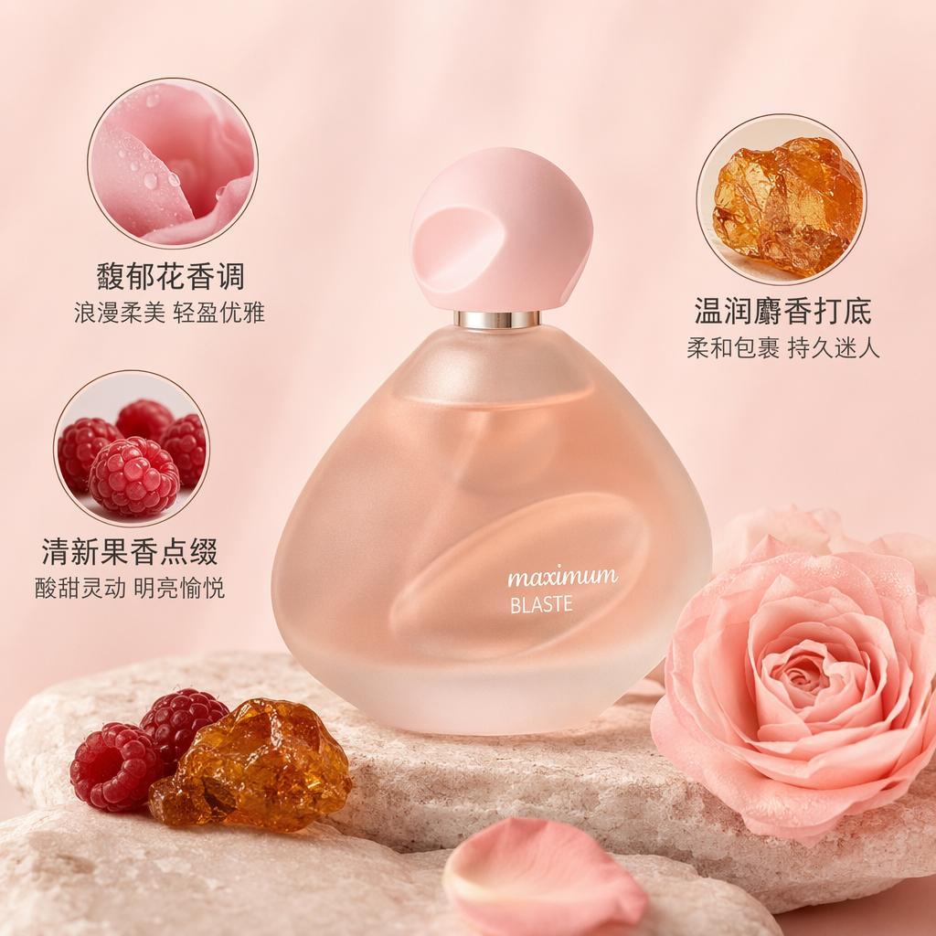 The pink perfume bottle with an elegant gift box is suitable for mainstream perfume brands