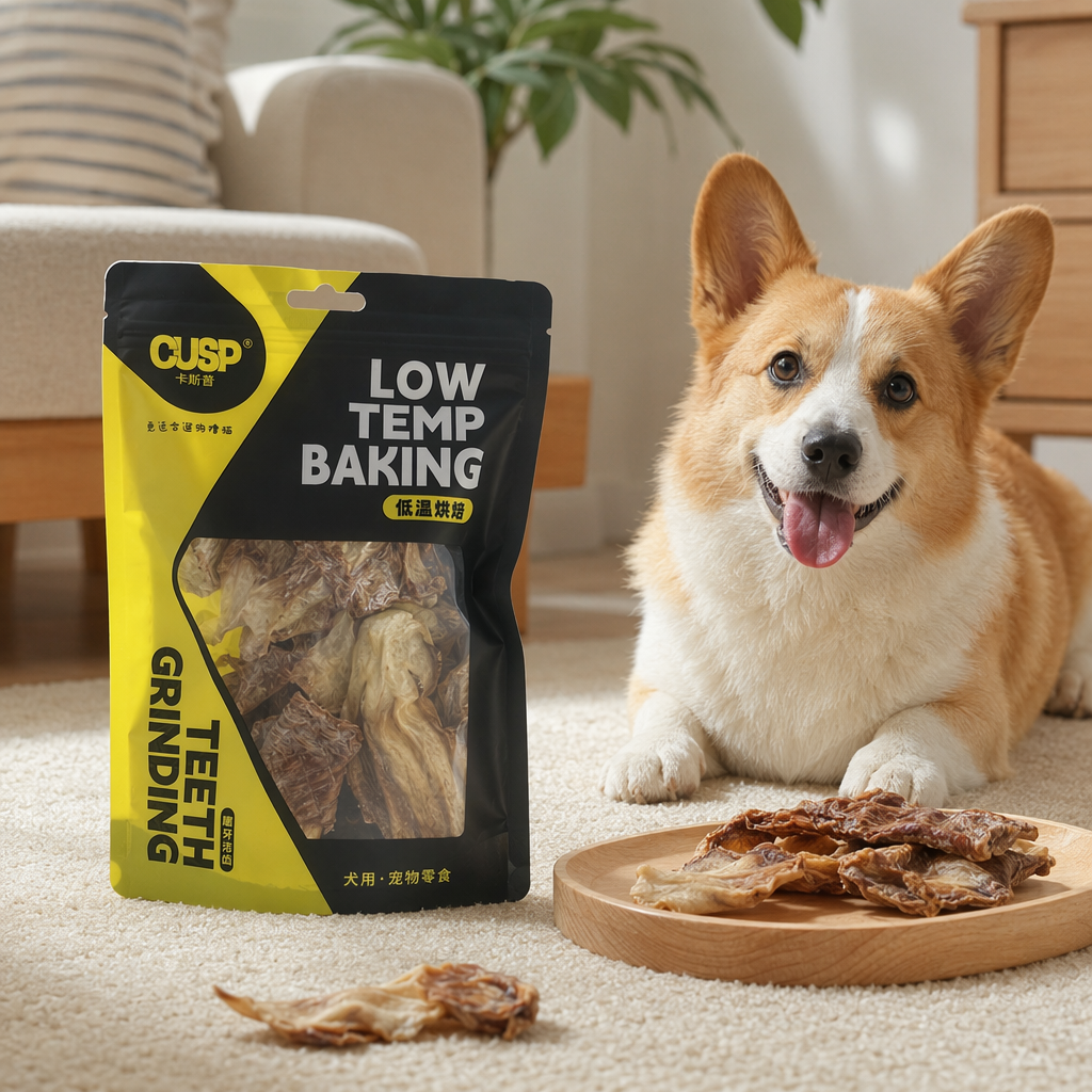 黑黄包装袋+宠物零食产品图