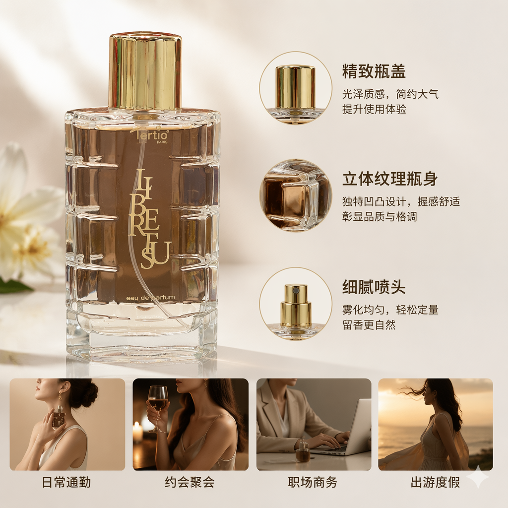 透明玻璃香水瓶配黑色包装盒 高端简约香氛容器礼盒装