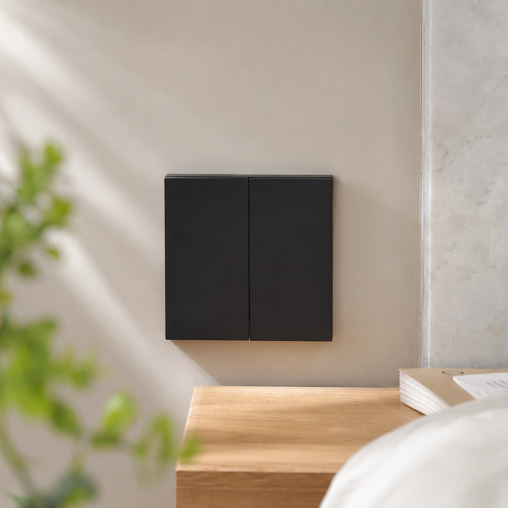 Black WIFI physical large key switch dual-mode zero-fire intelligent switch, exclusively for export details Picture