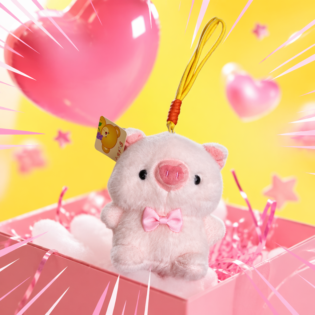 Pink plush little pig pendant, cute and fun keychain bag, decorative plush toy Specification image