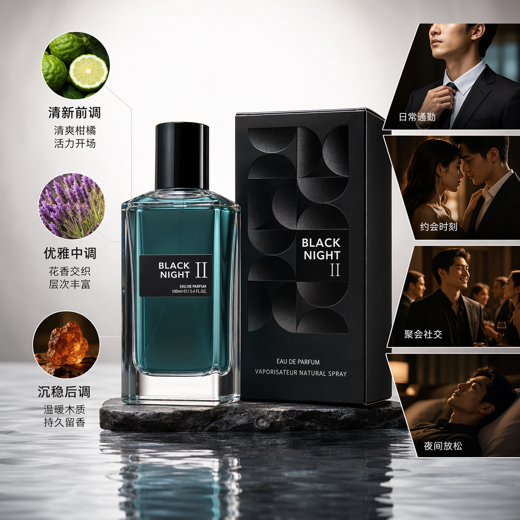Black packaging box perfume bottle, high-end and simple fragrance container gift box