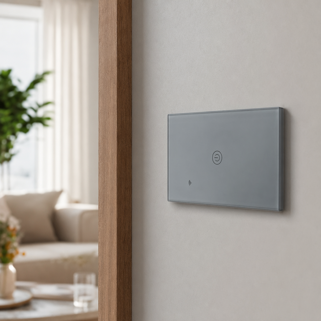 White one-on smart switch, US and Australian standards, supports graffiti WiFi, simple and modern home wall switch, specially for export details Picture