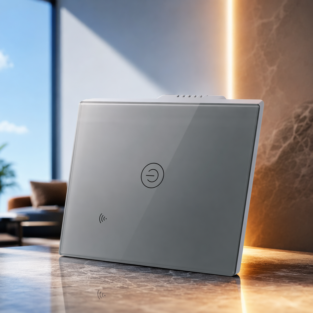 White one-on smart switch, US and Australian standards, supports graffiti WiFi, simple and modern home wall switch, specially for export Specification image
