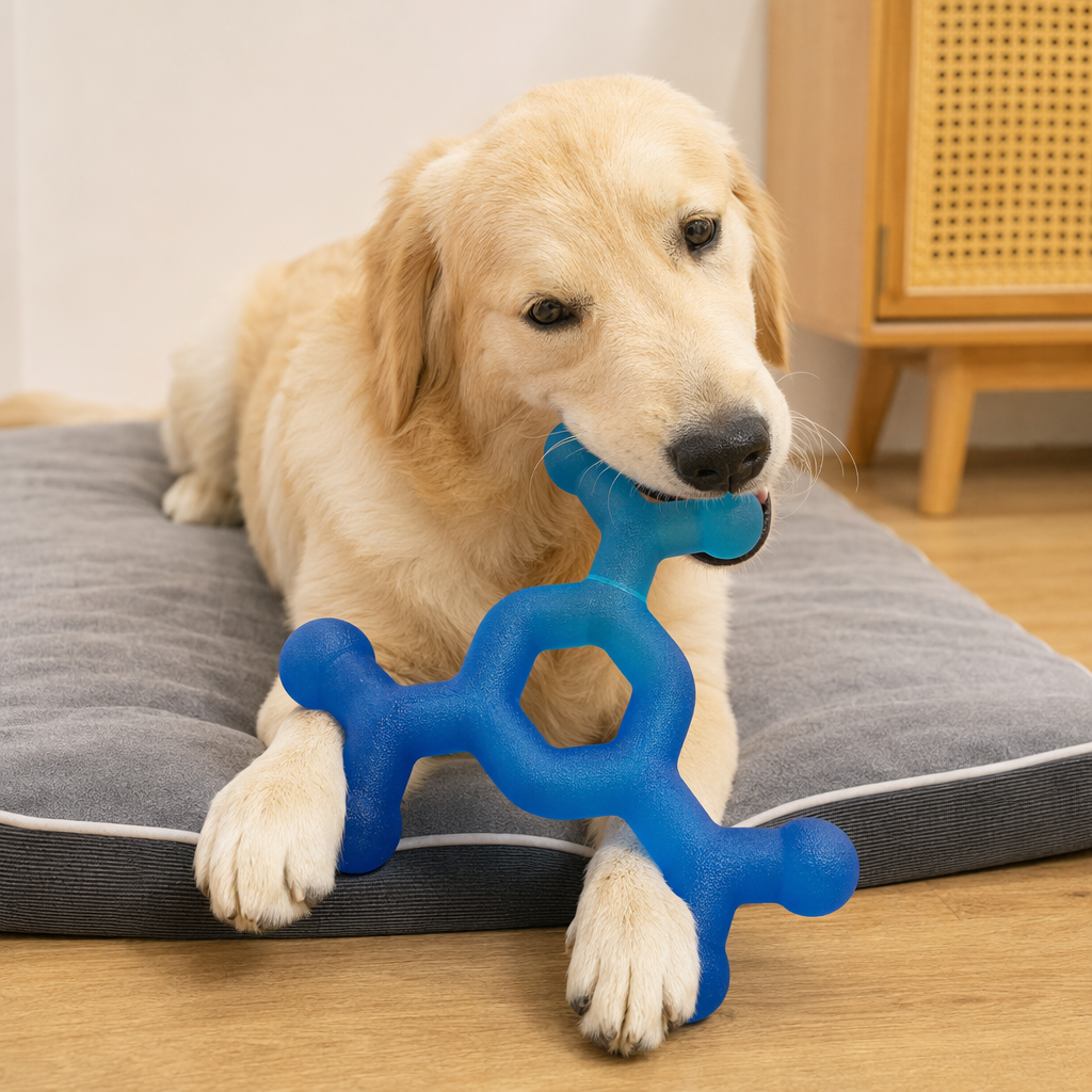 Molecular formula jelly gradient color dog toy teething bone blue-green yellow-green gradient Y-shaped silicone teething details Picture