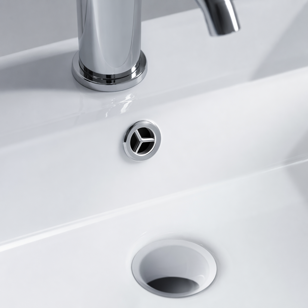 White square washbasin with silver faucet and ceramic countertop bathroom fixtures Application Scenario