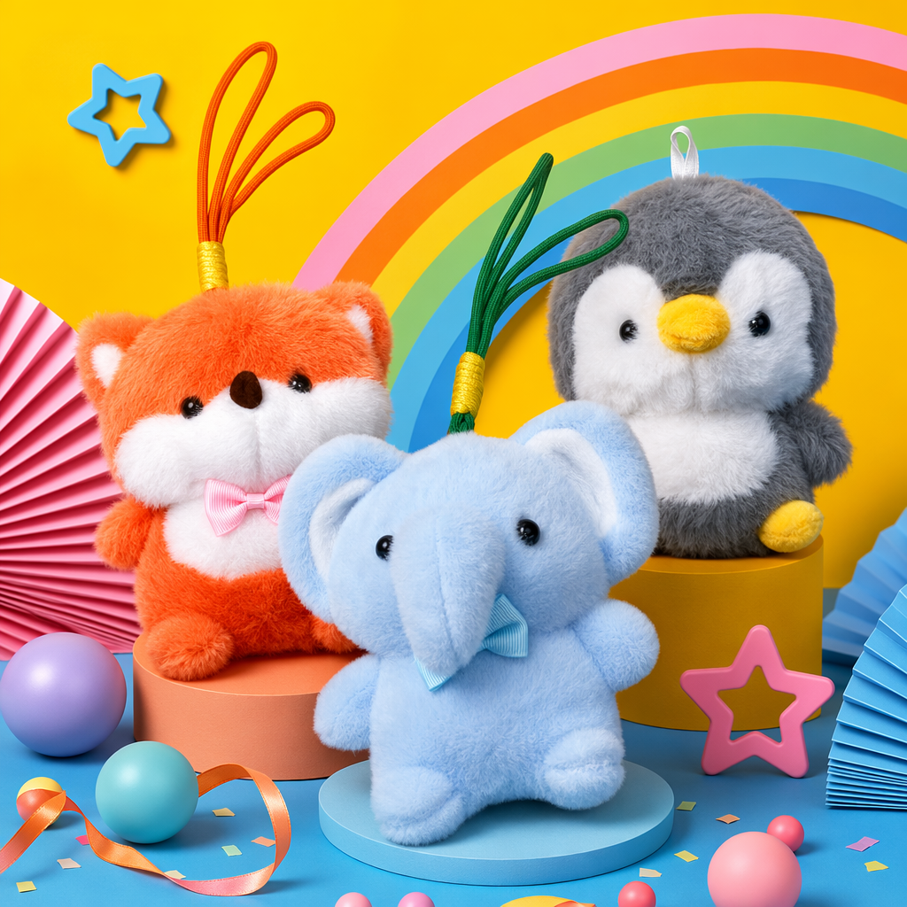 Blue plush elephant pendant, cute home decoration, plush toy keychain Specification image