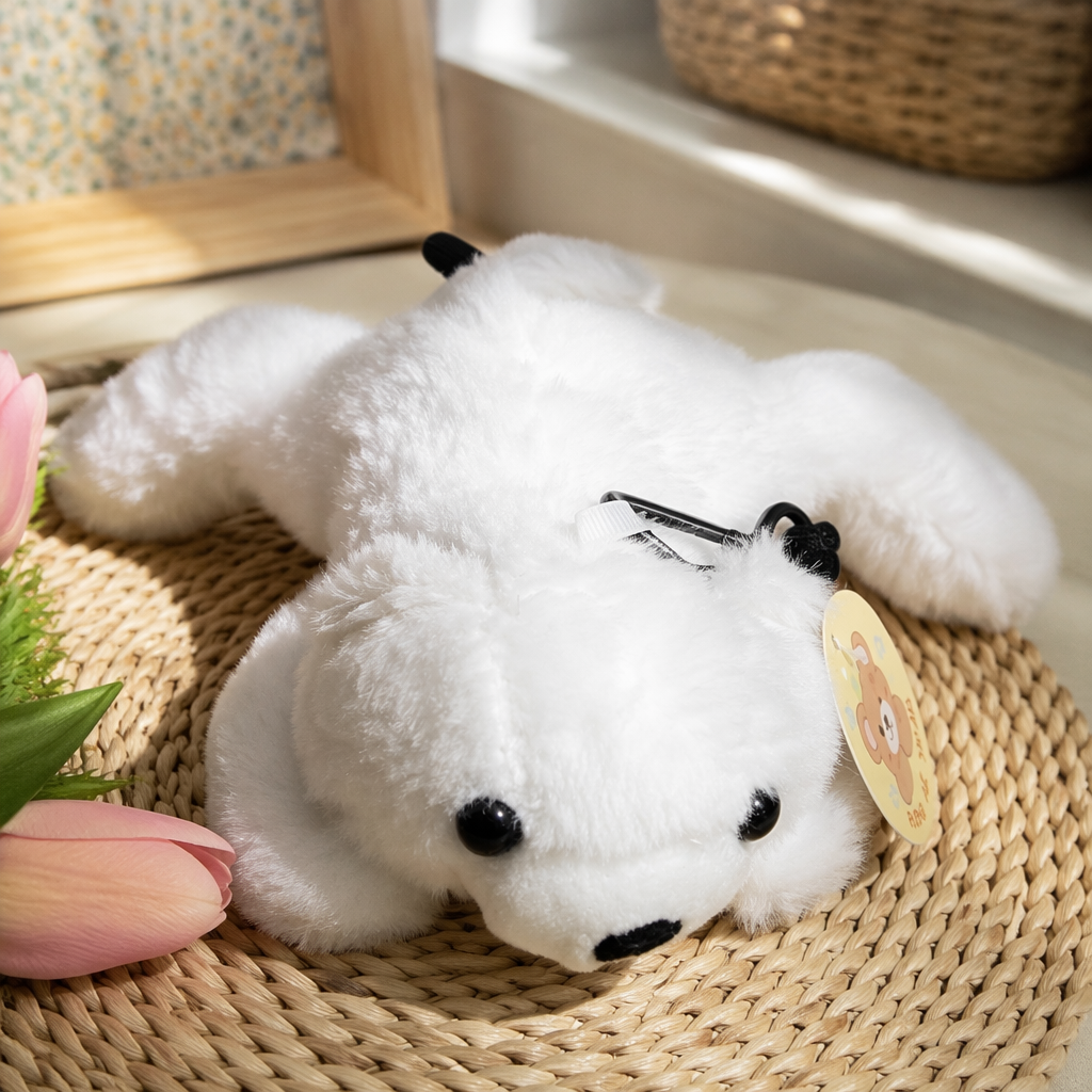 A cute and soft white plush toy bear, a plush pillow decoration for home decoration details Picture