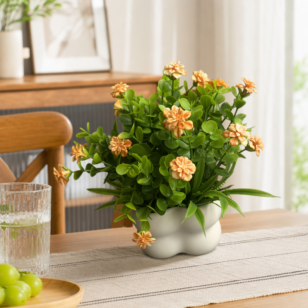白色花盆+人造绿植花卉产品图