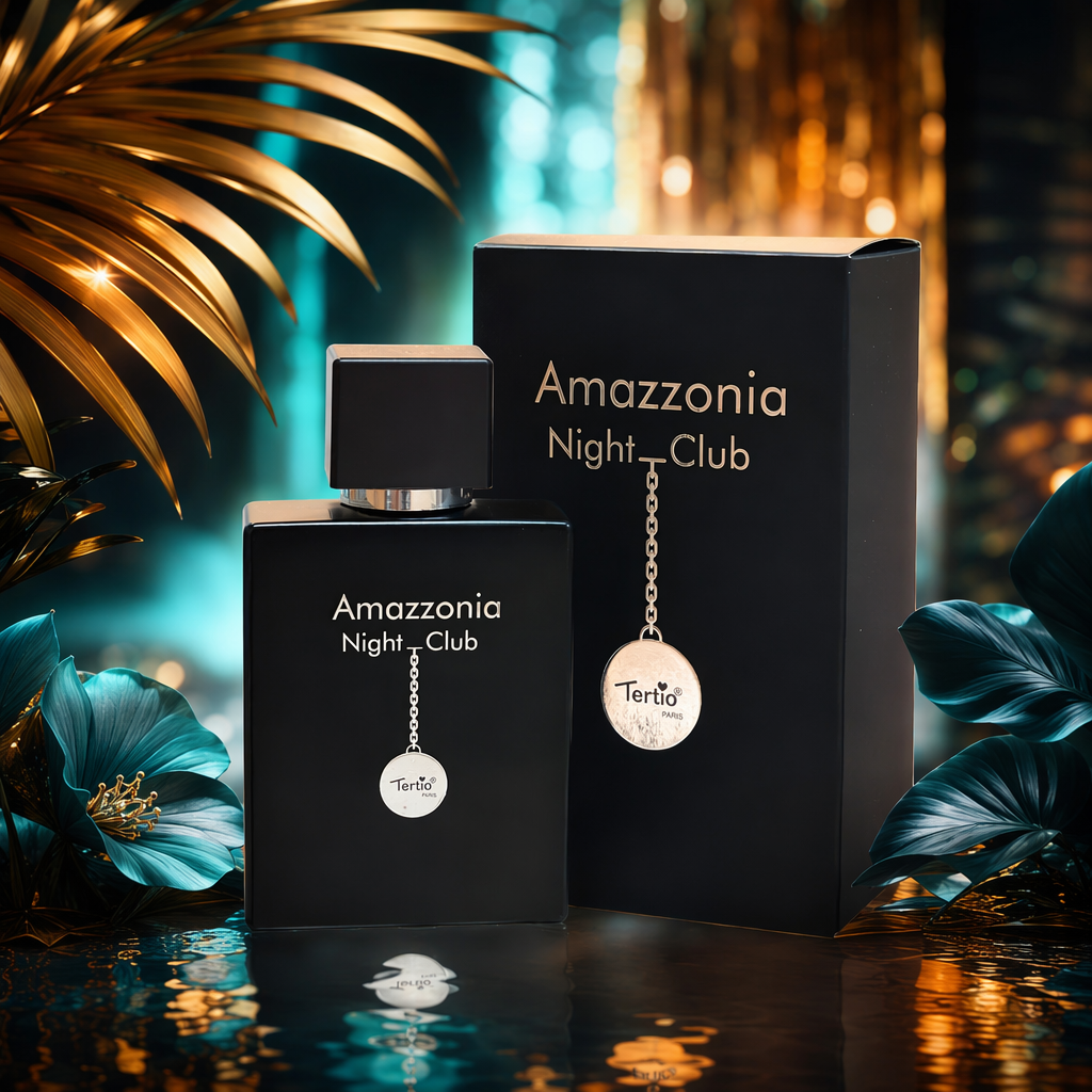 Amazzonia Night Club Black Perfume bottle and packaging box 100mL Eau de Parfum Tertio PARI Specification image