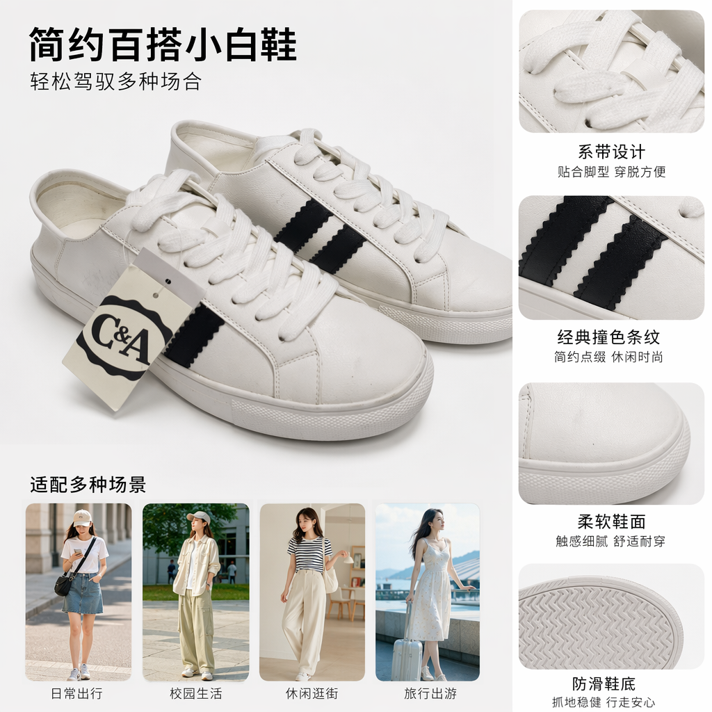 白色运动鞋男款休闲百搭透气轻便跑步鞋