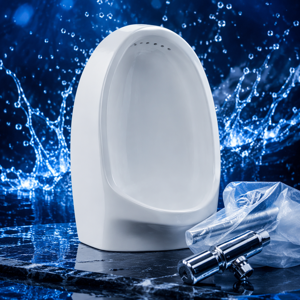 White ceramic urinal sanitary ware for men's bathroom installation Specification image
