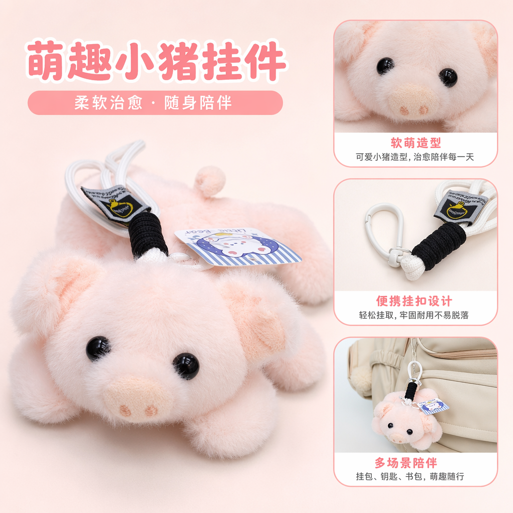 Pink plush little pig figurines, cute throw pillows, home decoration items, and adorable pet toys
