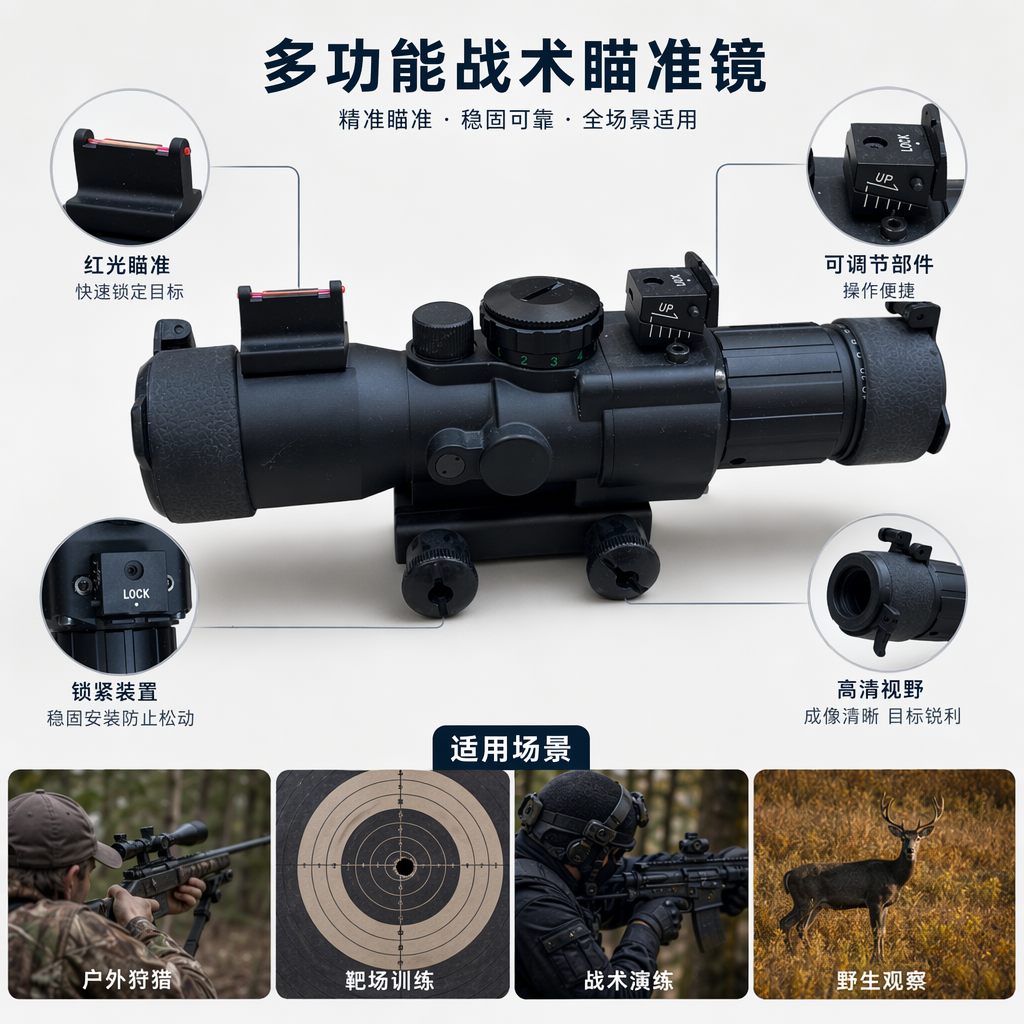 自由虎黑色红点瞄准镜 防水防雾 适配战术导轨 全金属材质 全息红点户外射击配件 8311详情1