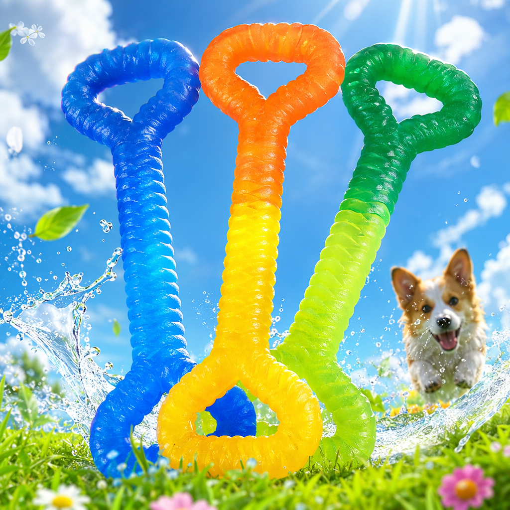 Big dog tug-of-war stick, jelly gradient dog chew toy, pet teeth grinding and cleaning, durable Specification image