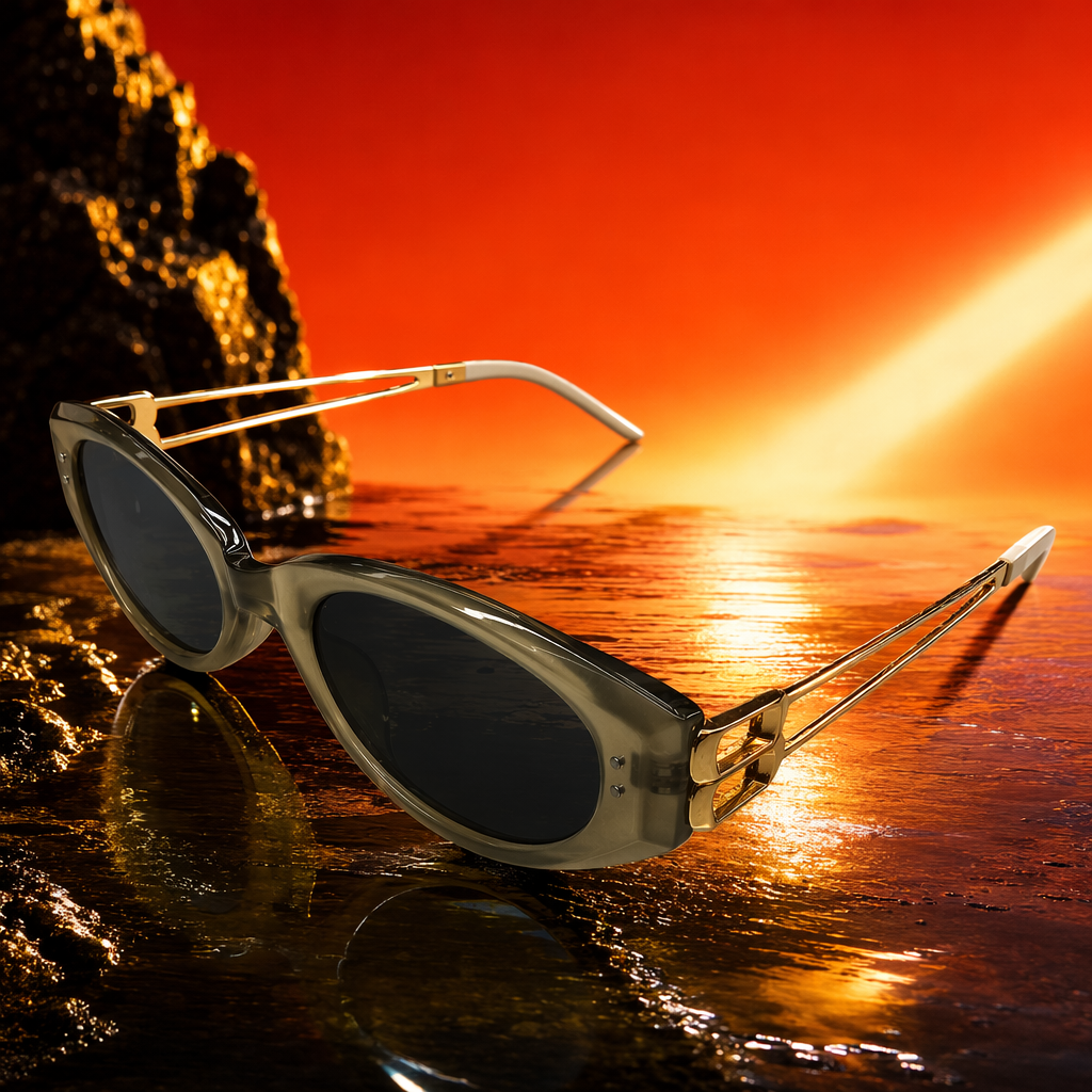 Light green frame and golden metal legs sunglasses, fashionable UV-resistant polarized sunglasses Specification image
