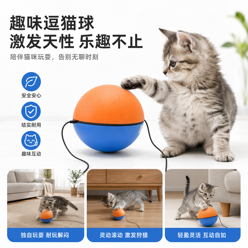 Blue and Orange Fun Cat Balls, pet supplies, pet toys, for cats and gardening