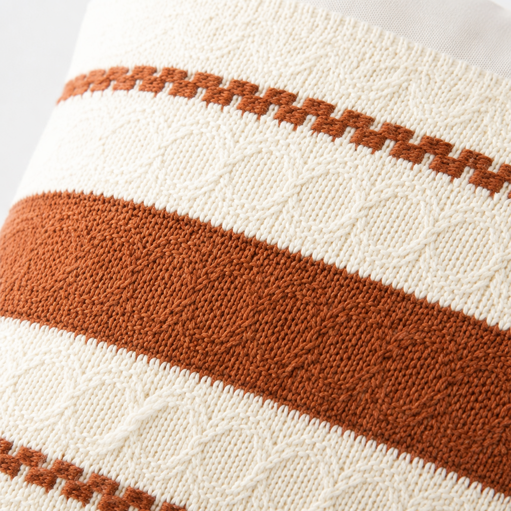 The beige striped throw pillow is a simple Nordic-style sofa decoration pillow for the living room Application Scenario