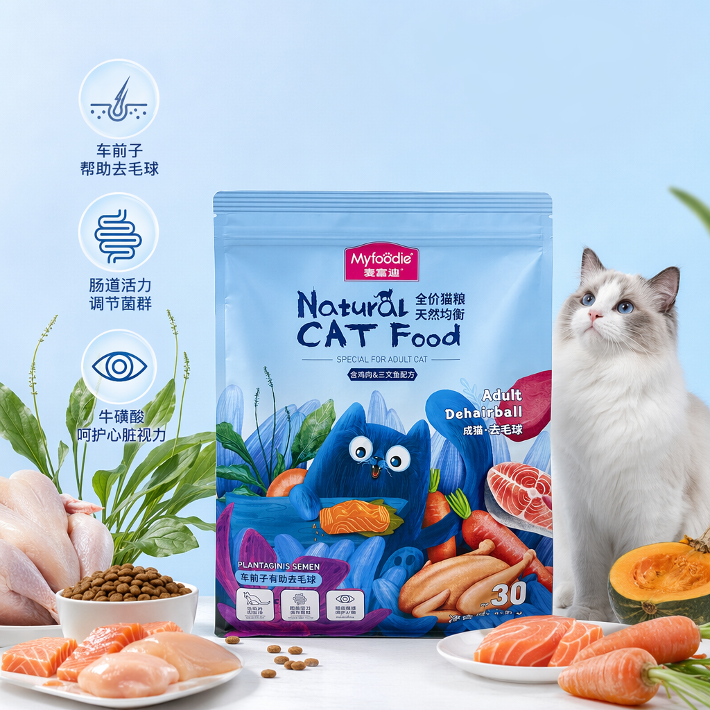 蓝色猫粮袋装天然无谷成猫专用营养均衡
