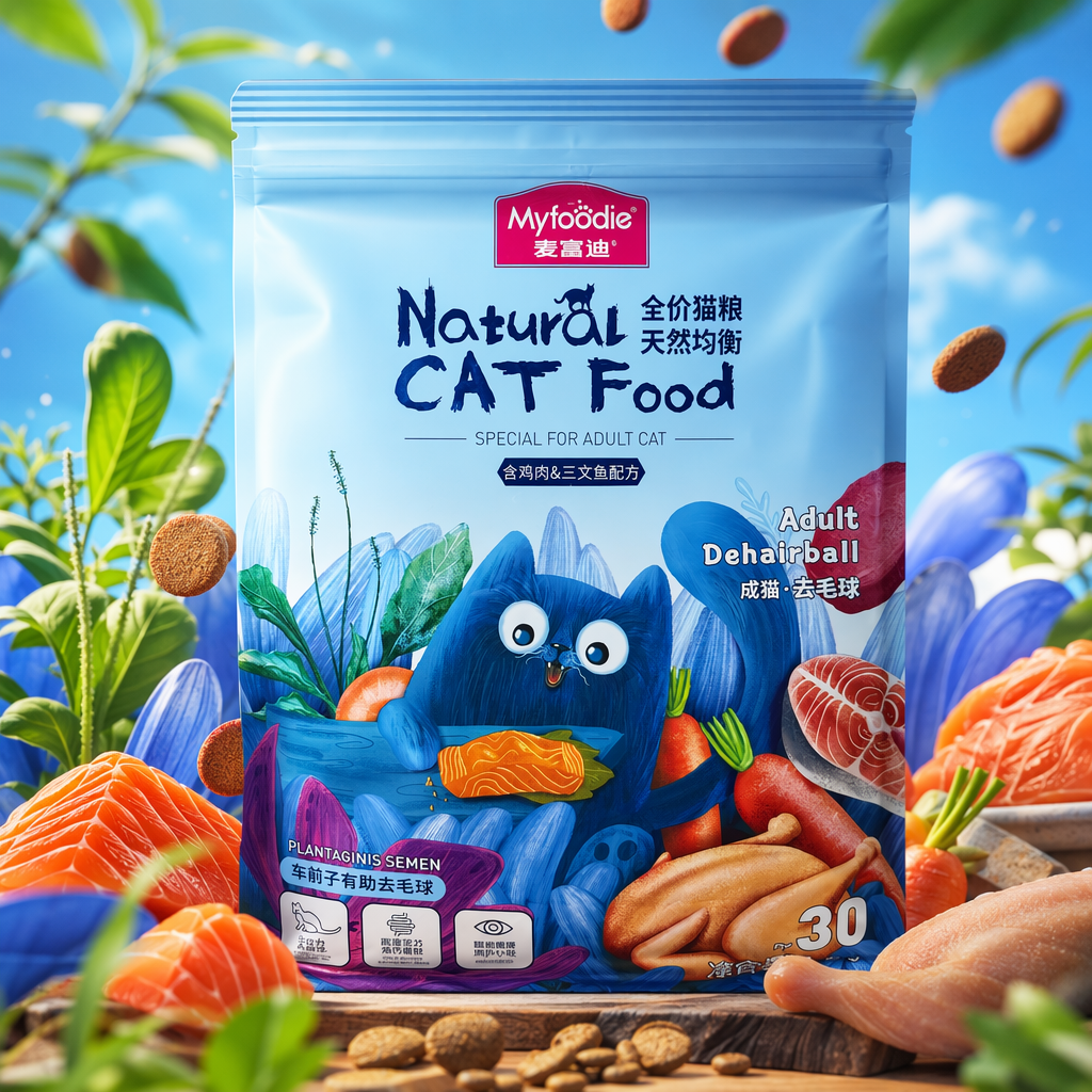 Blue cat food bagged, natural, grain-free, specially designed for adult cats with balanced nutrition Specification image
