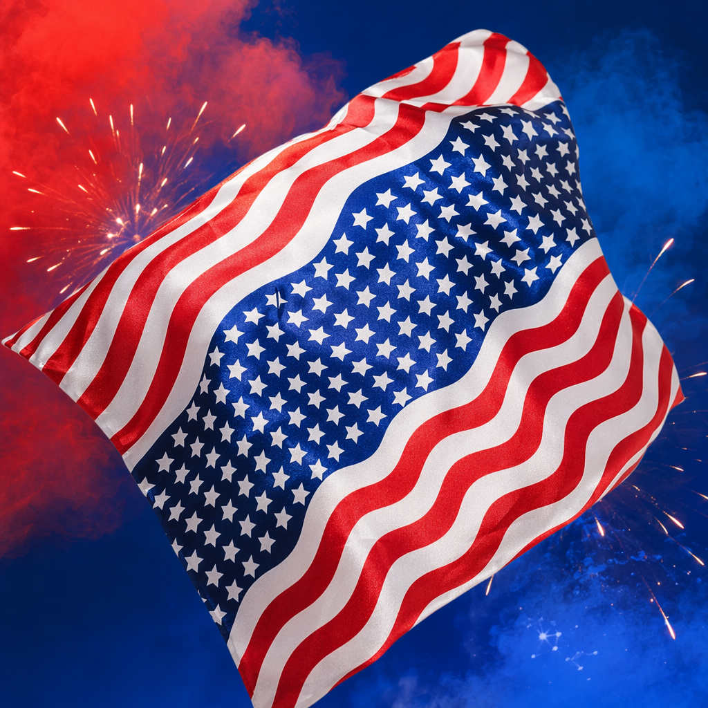 Wavy pattern, a small square scarf of the American flag Specification image