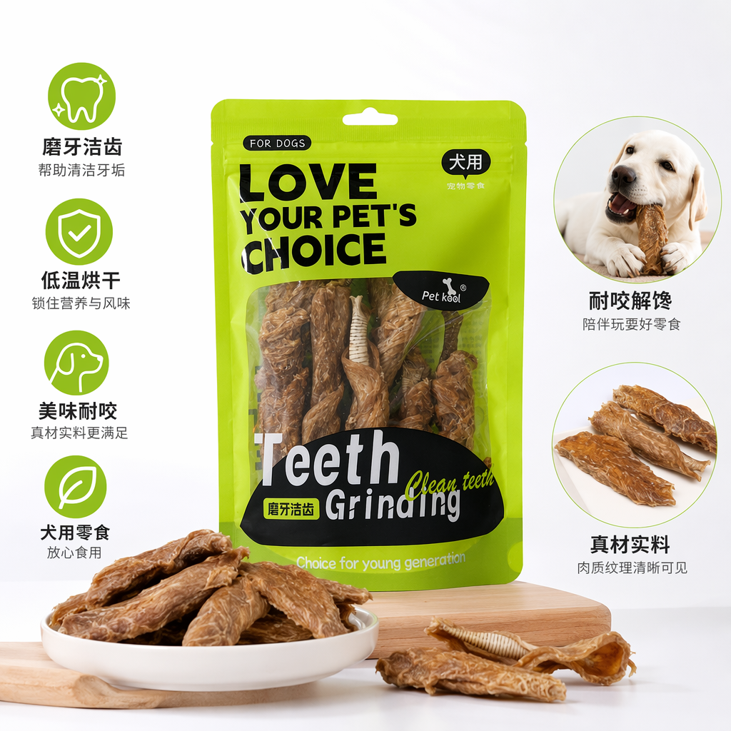 黄色包装袋宠物零食狗狗猫咪磨牙洁齿健康零食