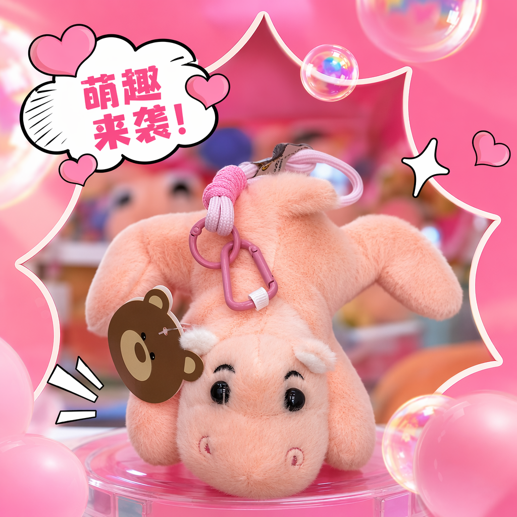 Pink plush little pig pendant, cute pet keychain, car bag decoration Specification image