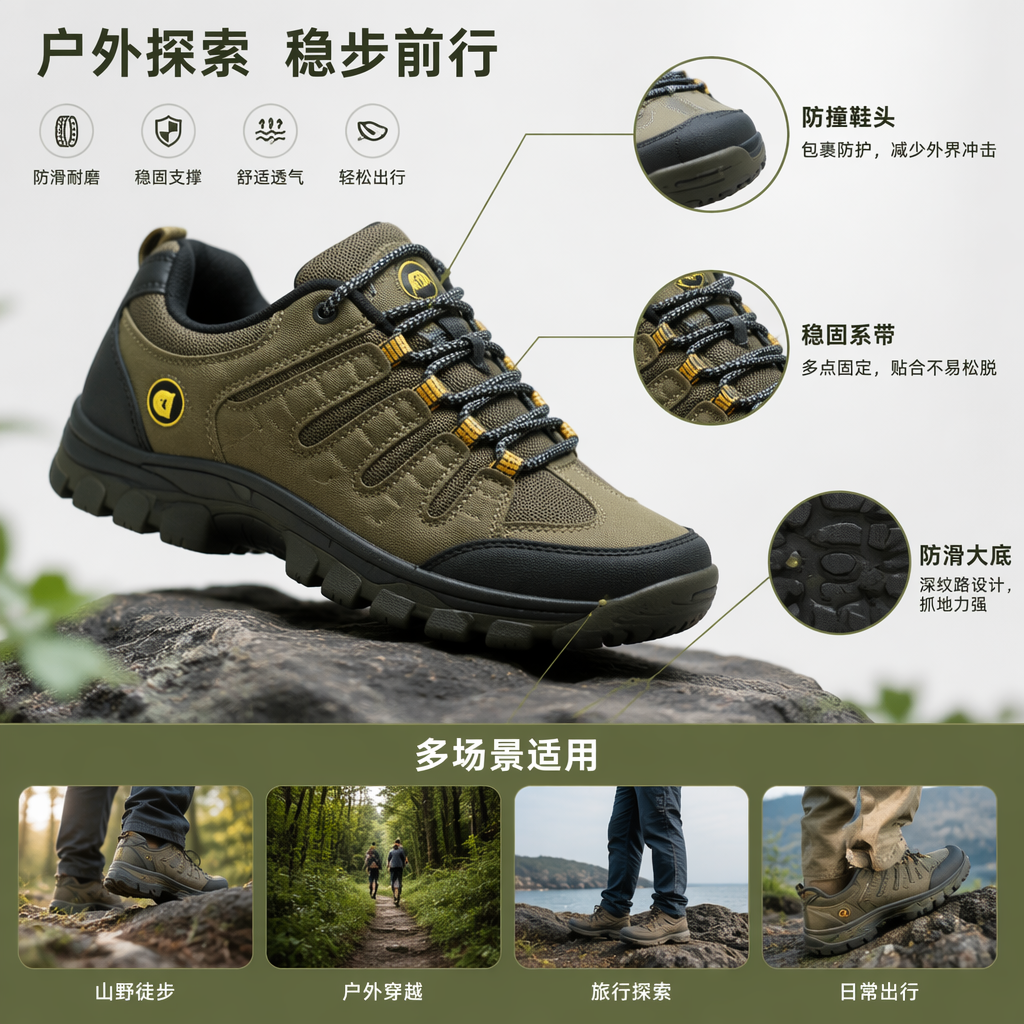 三双男士防滑耐磨登山鞋户外徒步运动鞋