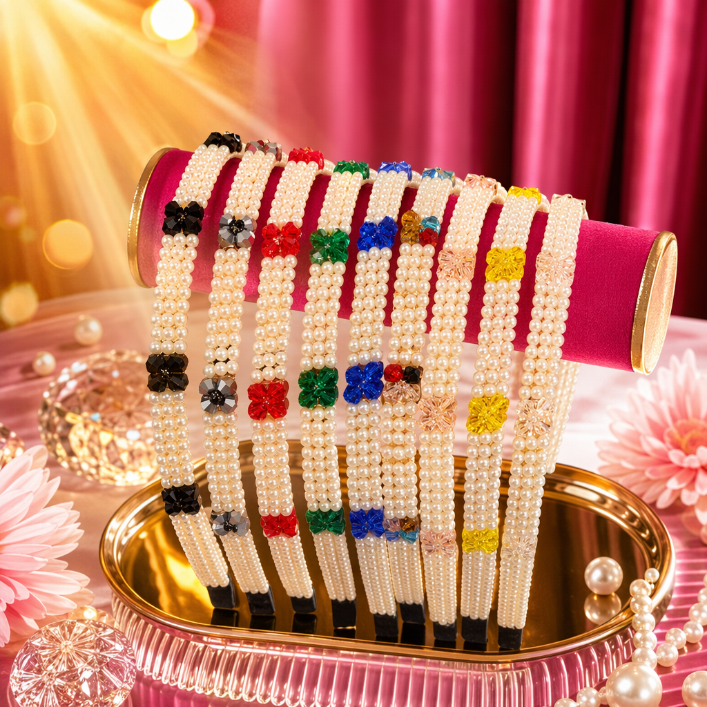 A simple and sweet headpiece for both girls and adults, decorated with white pearl hairbands and colorful flowers Specification image