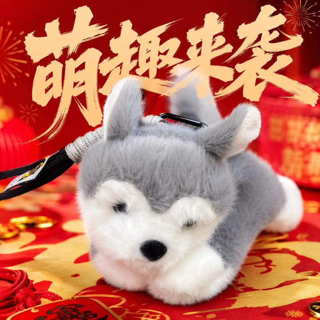 A cute grey plush puppy pendant, a keychain for adorable pets, and a car decoration bag pendant Specification image