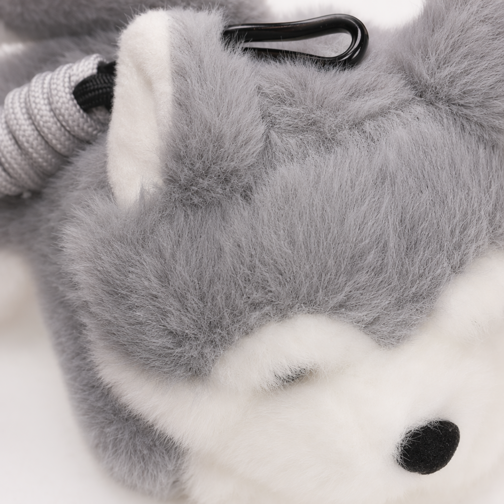 A cute grey plush puppy pendant, a keychain for adorable pets, and a car decoration bag pendant Application Scenario
