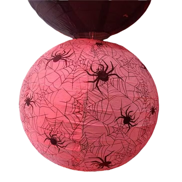 Pink spider web-like decorative lanterns, Halloween atmosphere lanterns and hanging decorations Item Picture