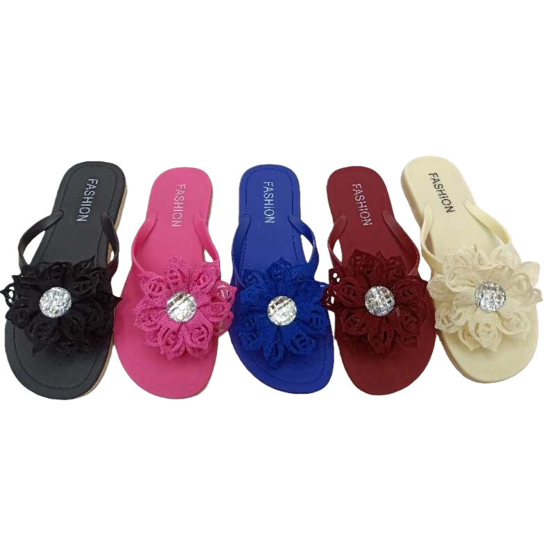 Five pairs of colorful flower-decorated flip-flops for women in summer are comfortable and anti-slip Item Picture