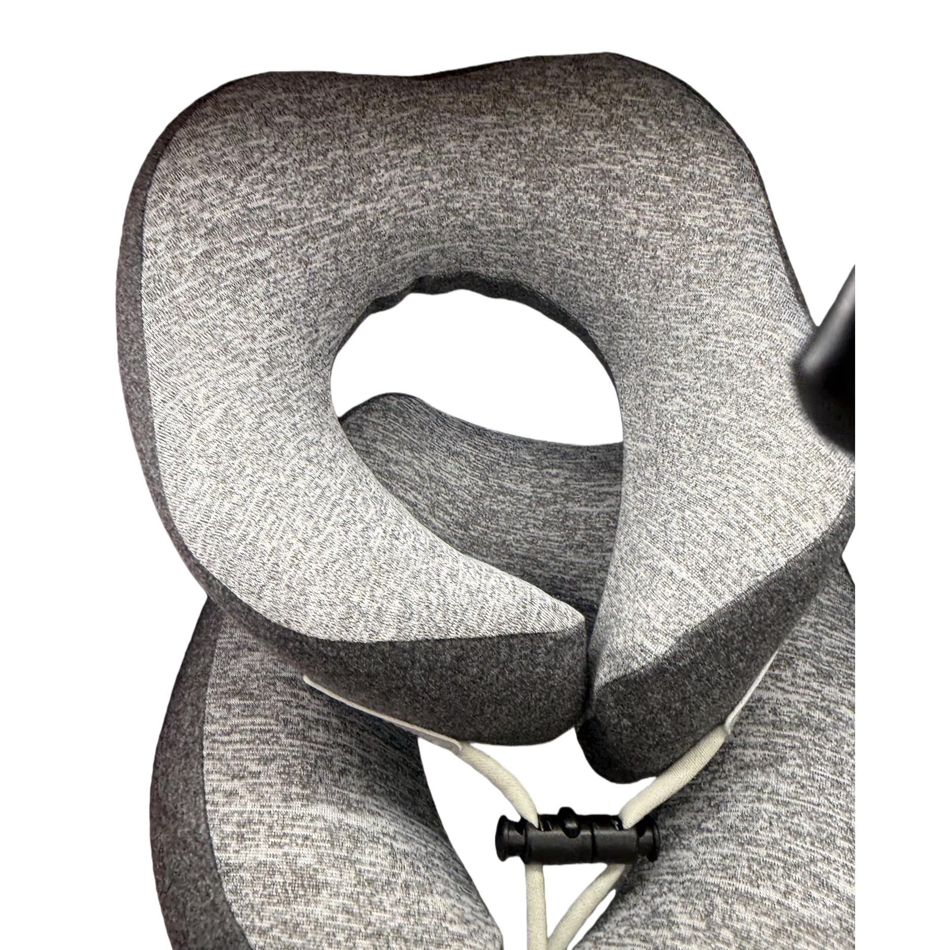 Almohada de cuello de espuma de memoria de textura gris soporte ergonómico cómodo y portátil suministros de viaje Item Picture