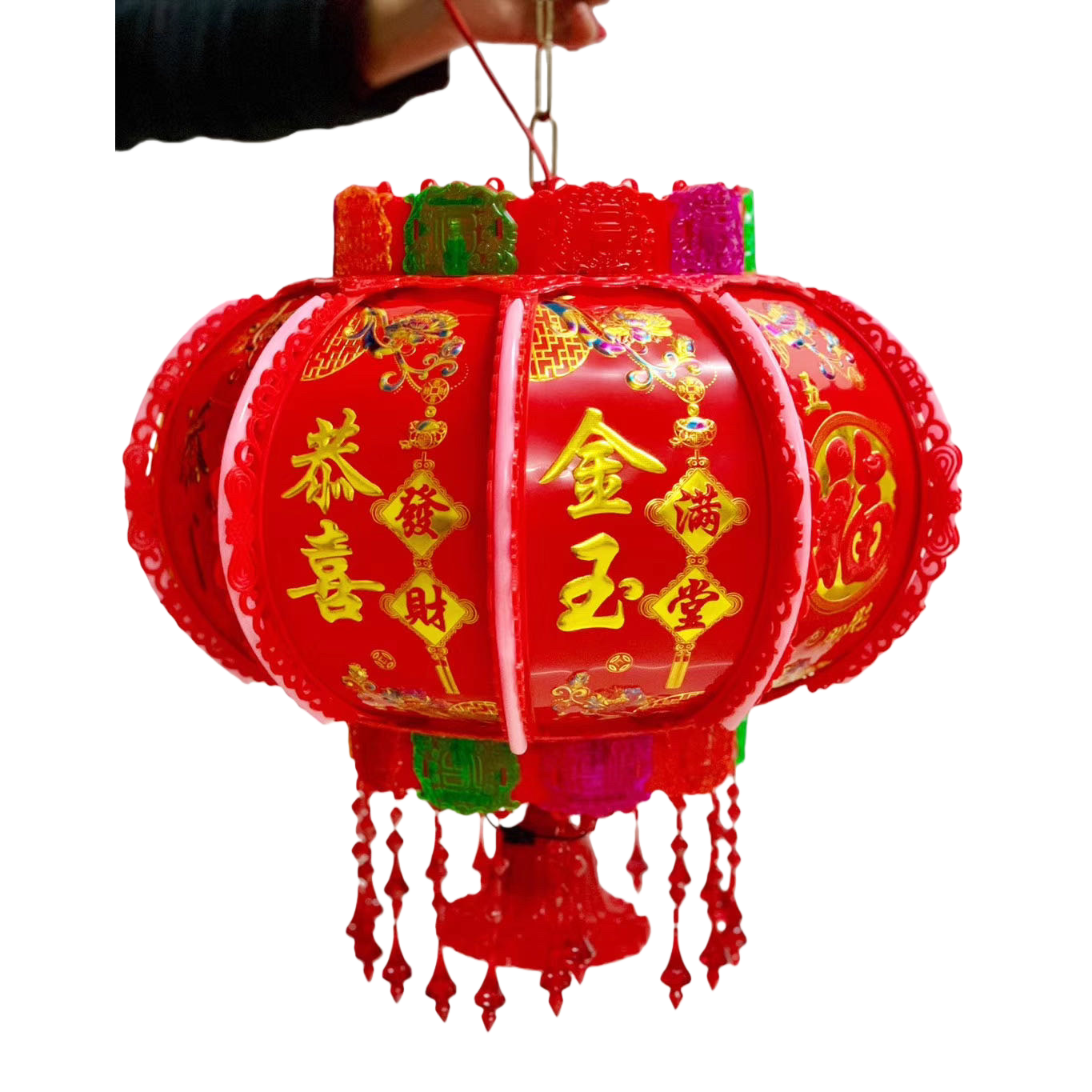 Red lantern made of aluminum alloy, foldable and portable, festival celebration decorative hanging lamp Item Picture