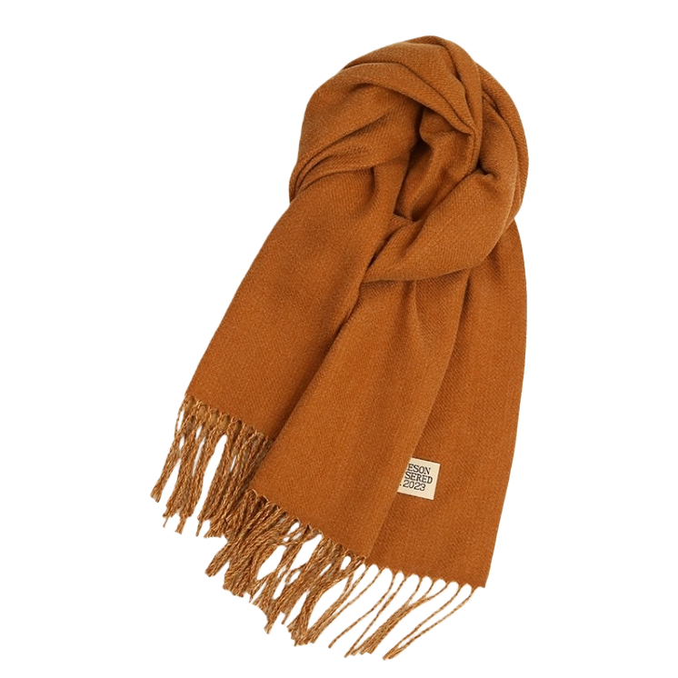 الوشاح البرتقالي البرتقالي، الخريف، والحياكة الطويلة من القطن النقي Item Picture
