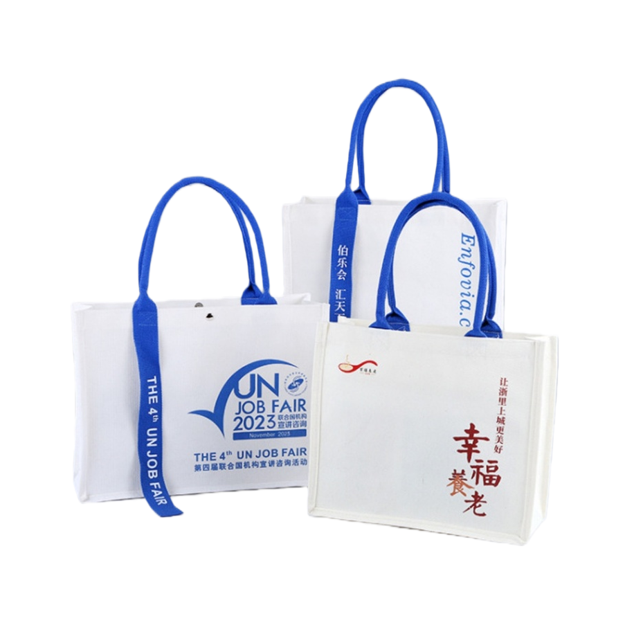 White canvas handbag, large-capacity, simple, versatile and eco-friendly shopping bag Item Picture
