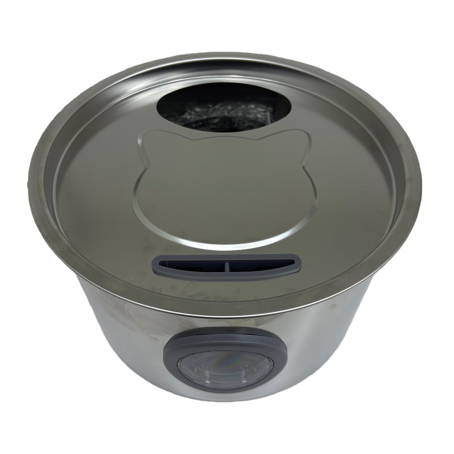 Silver stainless steel cat-shaped intelligent automatic pet water dispenser with infrared sensor Item Picture