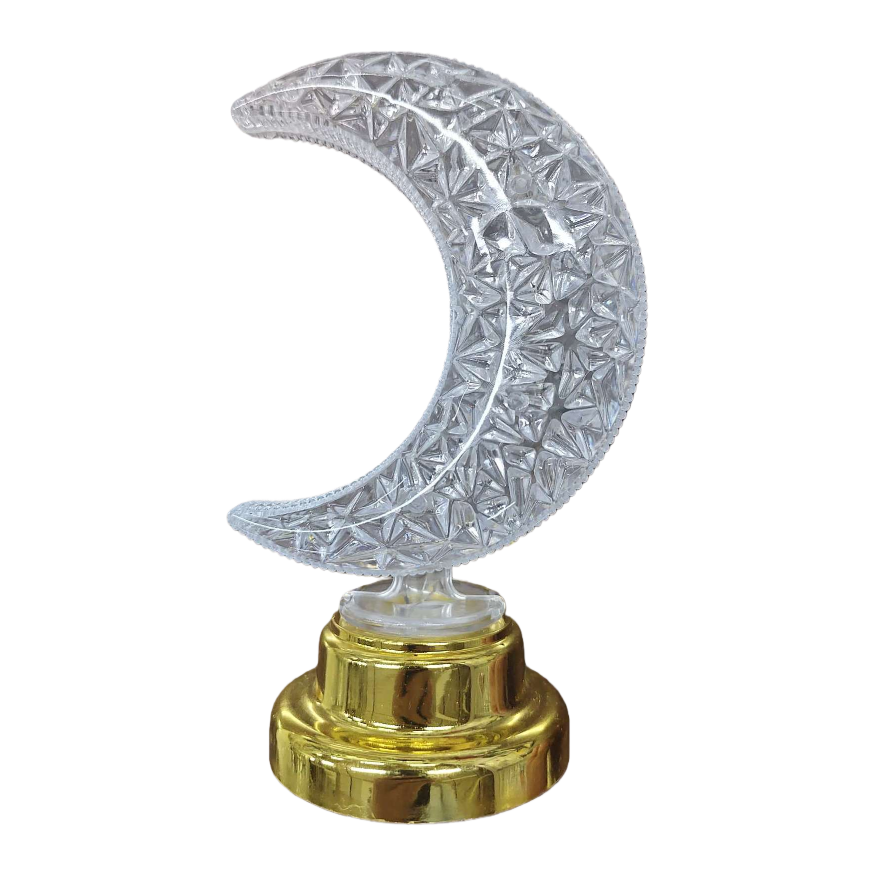 Transparent crescent-shaped decorative items with golden bases, indoor ornaments, home decoration Item Picture