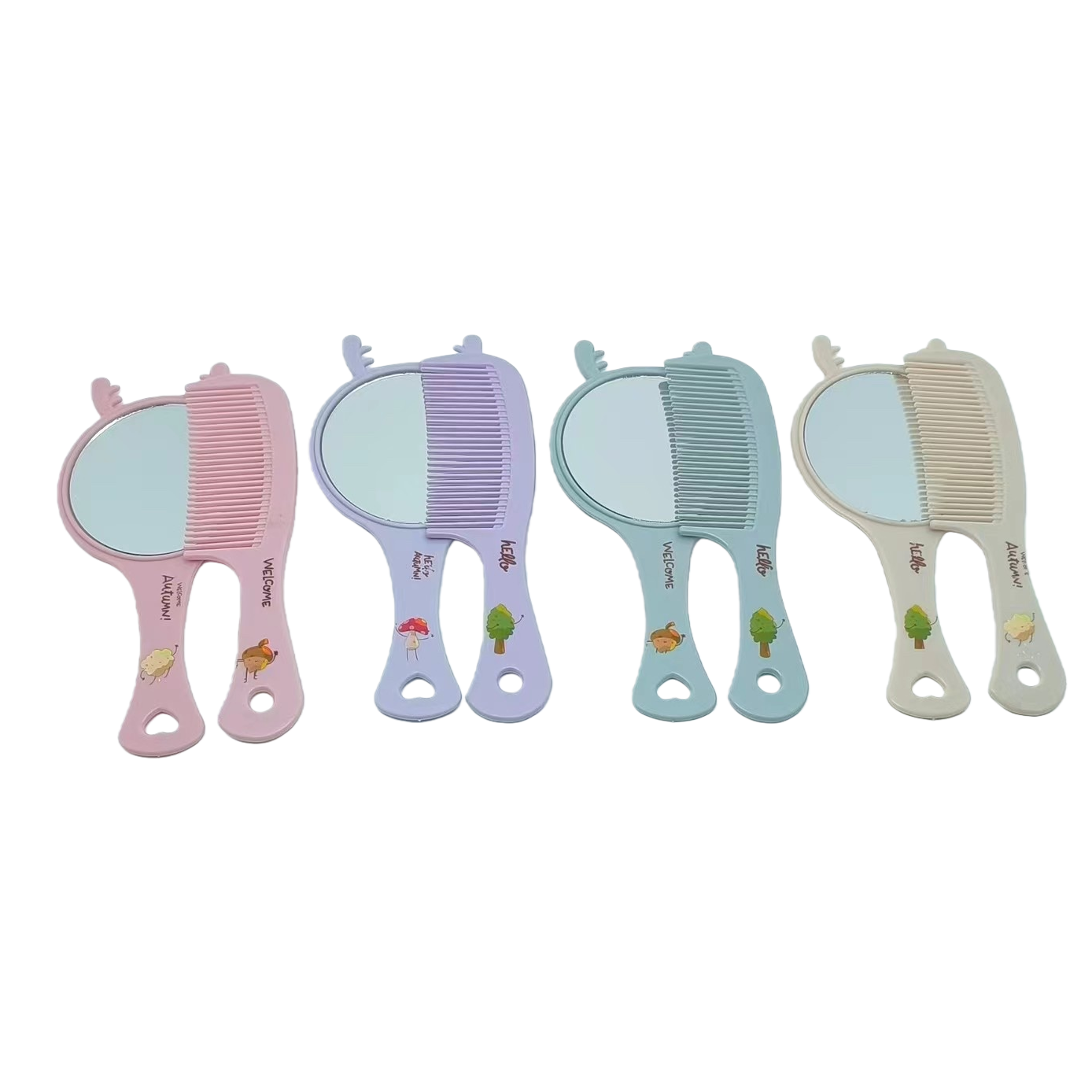 Colorful cartoon comb and mirror set for children and girls, two-in-one comb and mirror Item Picture