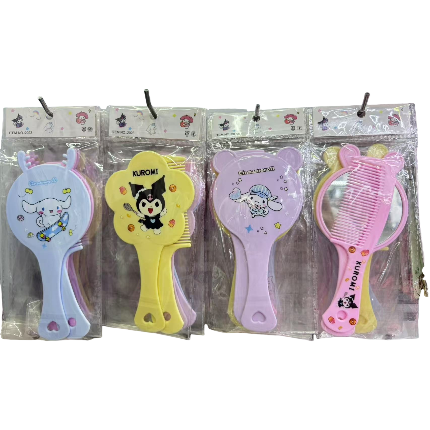 Colorful cartoon comb mirror set, portable travel, makeup, mirror and comb dual-purpose Item Picture
