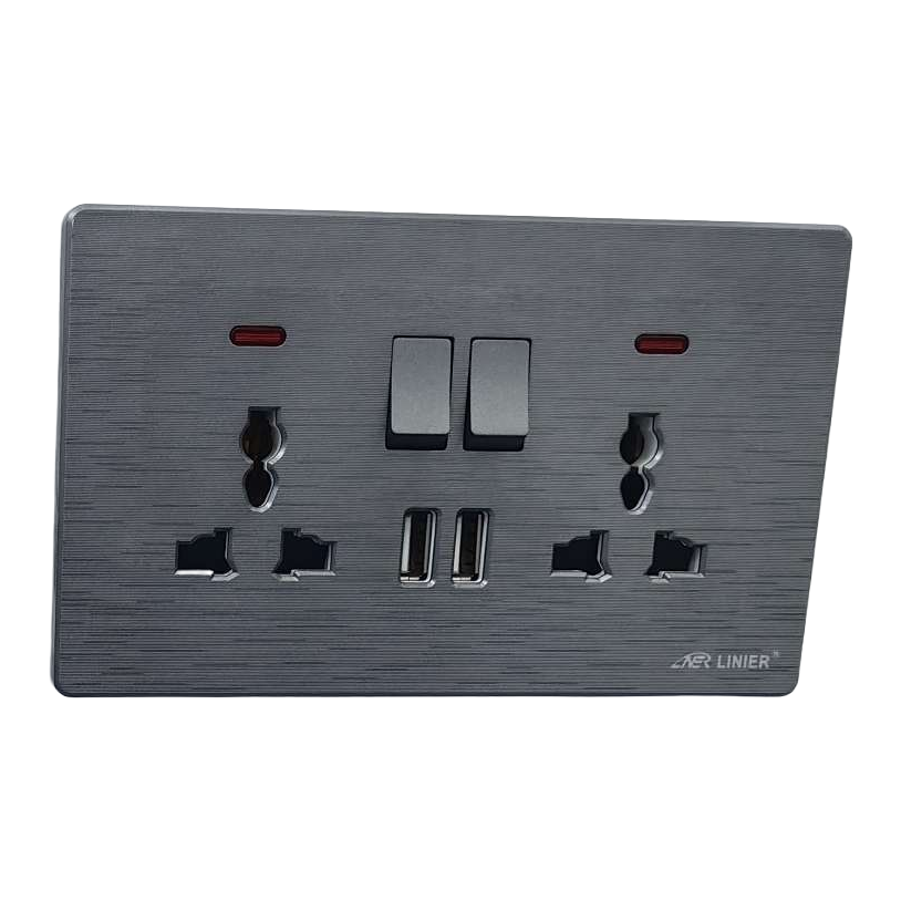 M1 gris díptico 13A multifuncional +USB wall zócalo home office interruptor de pared universal outlet especial Item Picture