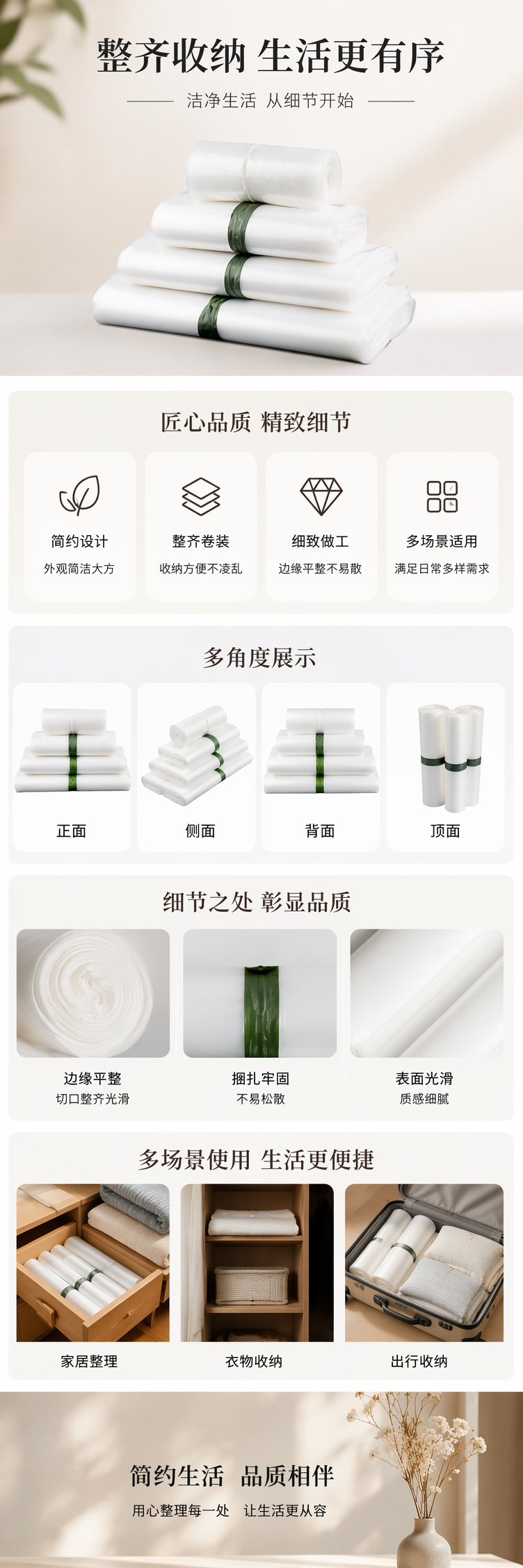 其他塑料薄膜袋 食品级密封保鲜袋 卷装自封袋 家用厨房收纳袋详情1
