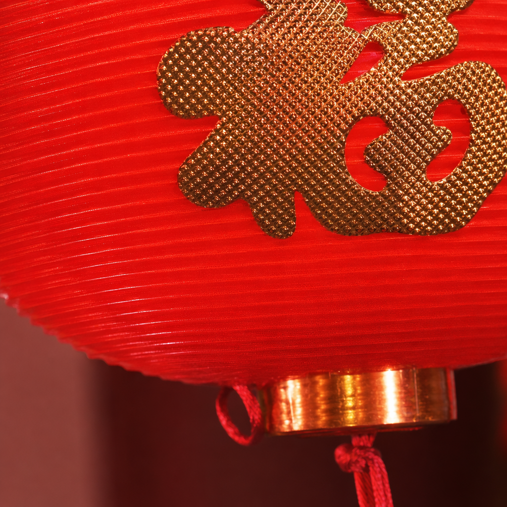 Red lantern, golden "Fu" character, velvet fabric living room Spring Festival decorative pendant Application Scenario