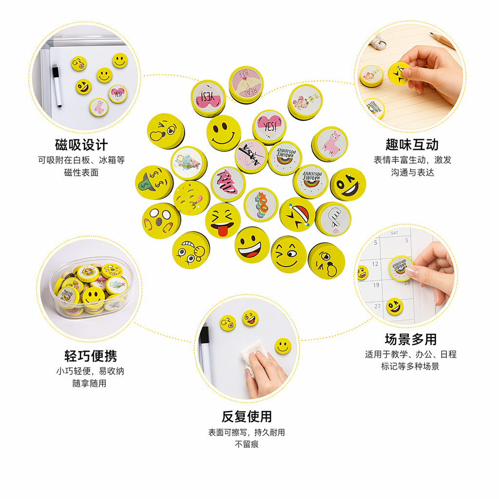 黄色圆形表情贴纸可爱简约风手工DIY装饰用