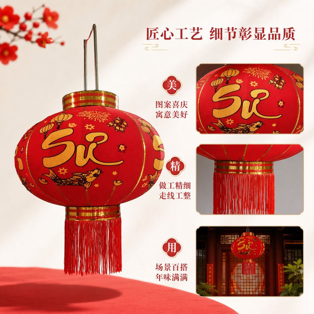 Red lanterns, thickened waterproof fabric decorative hanging for the Spring Festival and Lantern Festival, suitable for both indoor and outdoor use