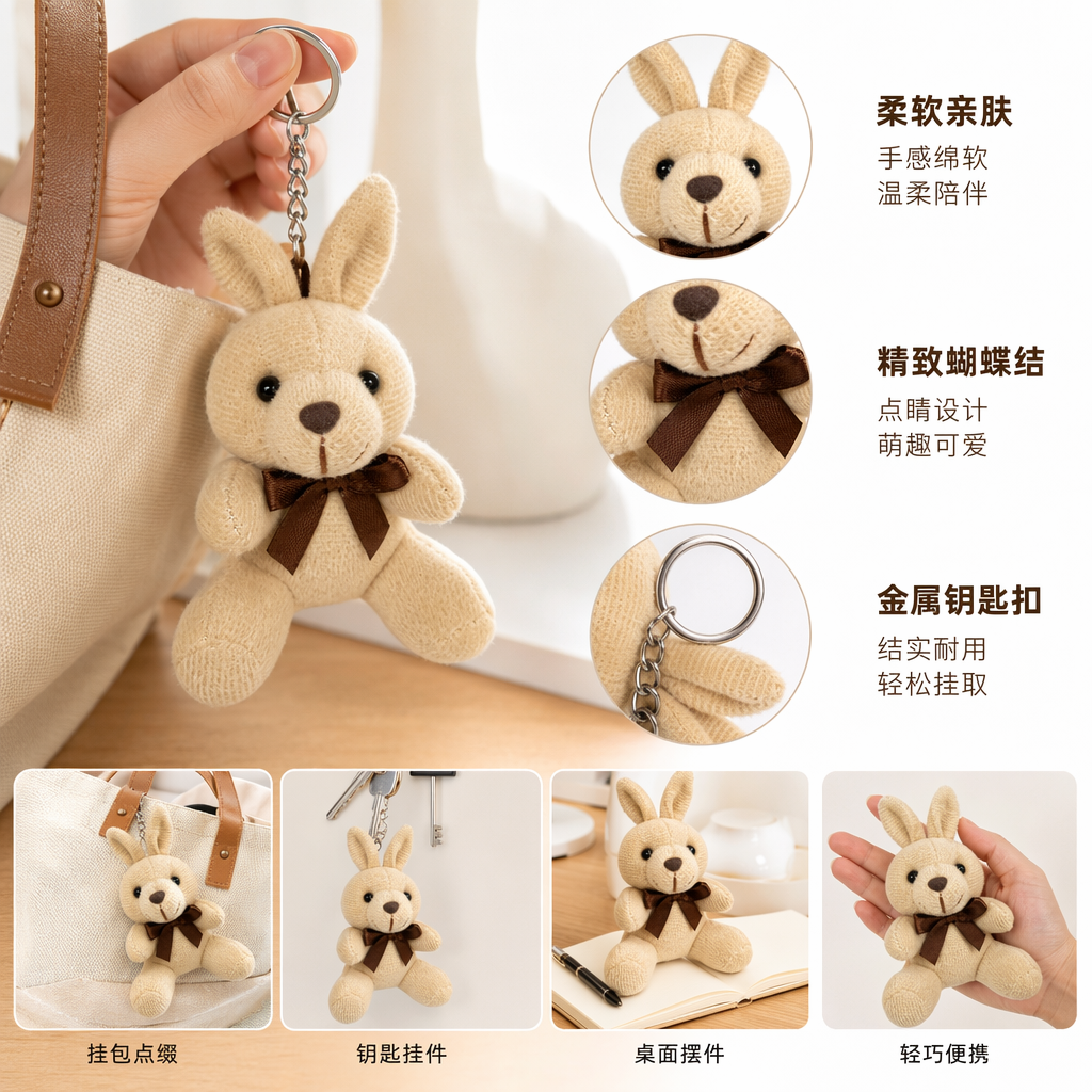 Beige teddy bear plush toy, cute throw pillow, home decoration plush toy