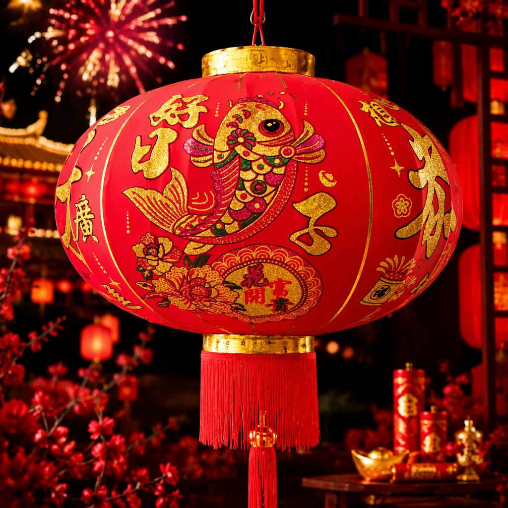 Linterna roja de la carpa estilo chino decoración de la sala de estar lámpara colgante para las fiestas y las fiestas hogar Specification image